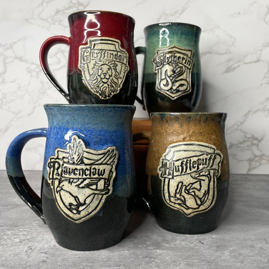 Harry Potter Hogwarts House Collection Hand made ceramic coffee mugs.