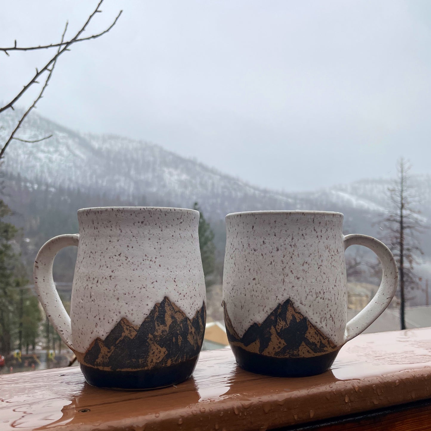 Snowy mountain range on a frosty morning.