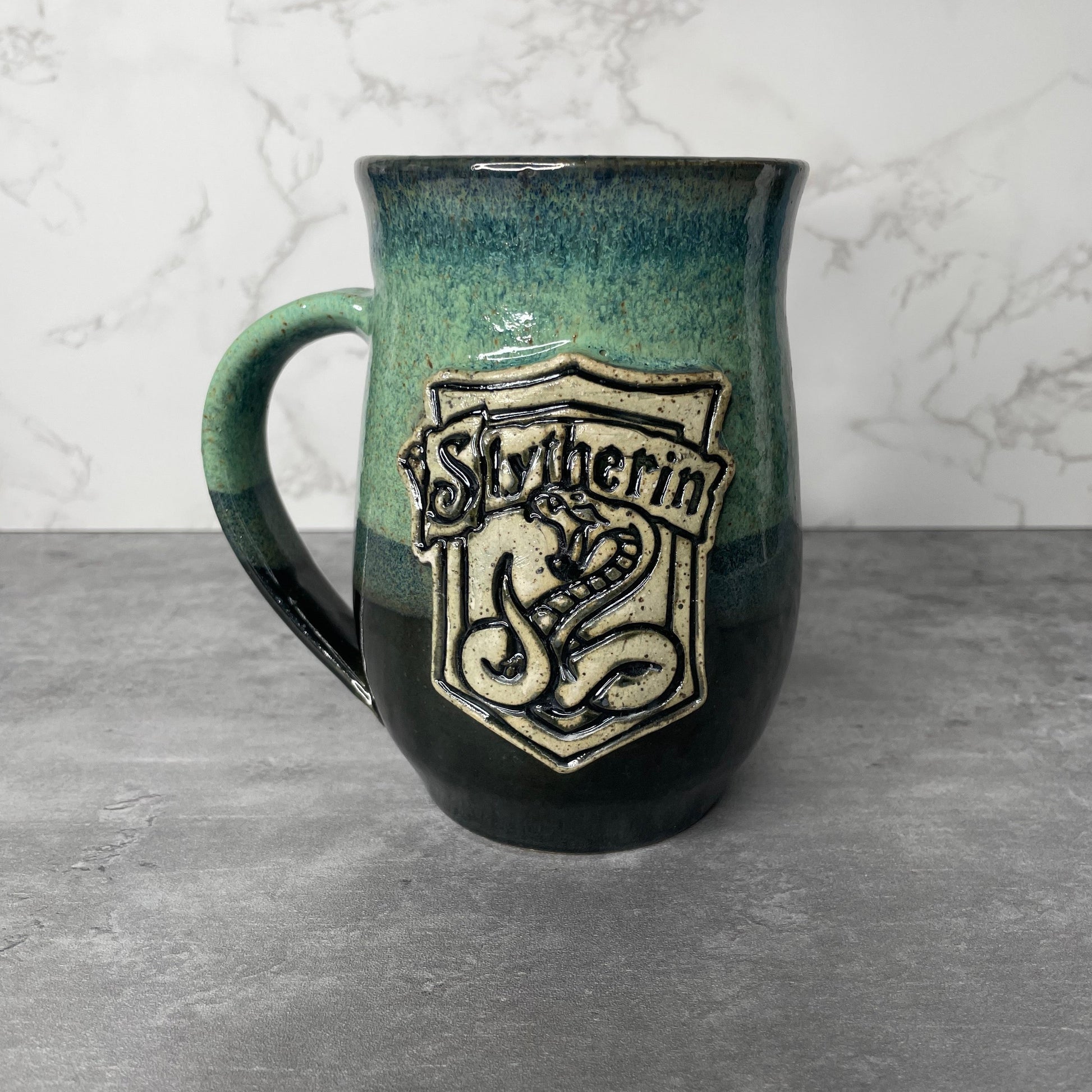 Harry Potter Slytherin handmade ceramic coffee cup.