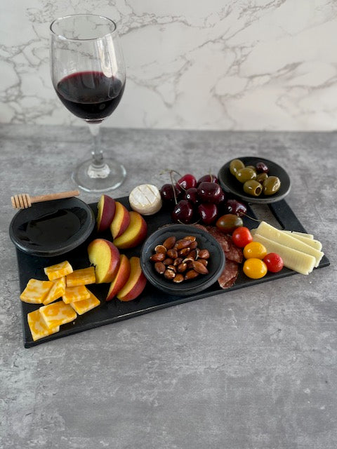 Matte Black Ceramic Charcuterie Board Set || Cheese Board || Party Tray || Serving Dish