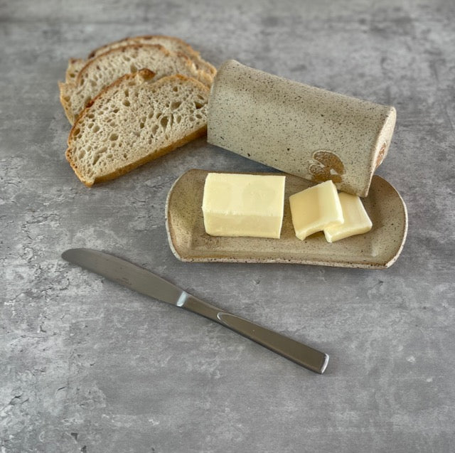 Rustic Mushroom Ceramic Covered Butter Dish