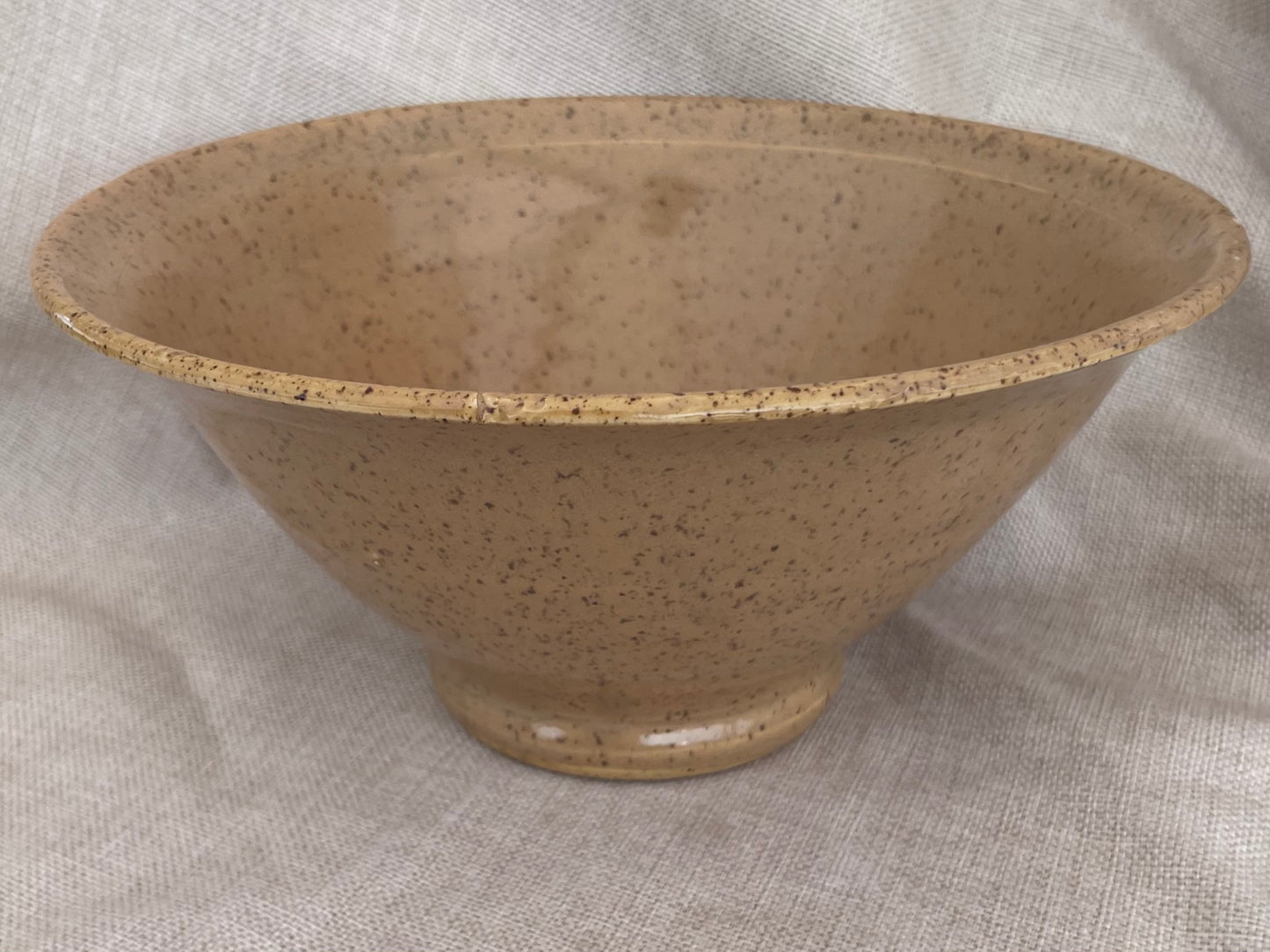 Hand Thrown Neutral Shallow Round Ceramic Serving Bowl