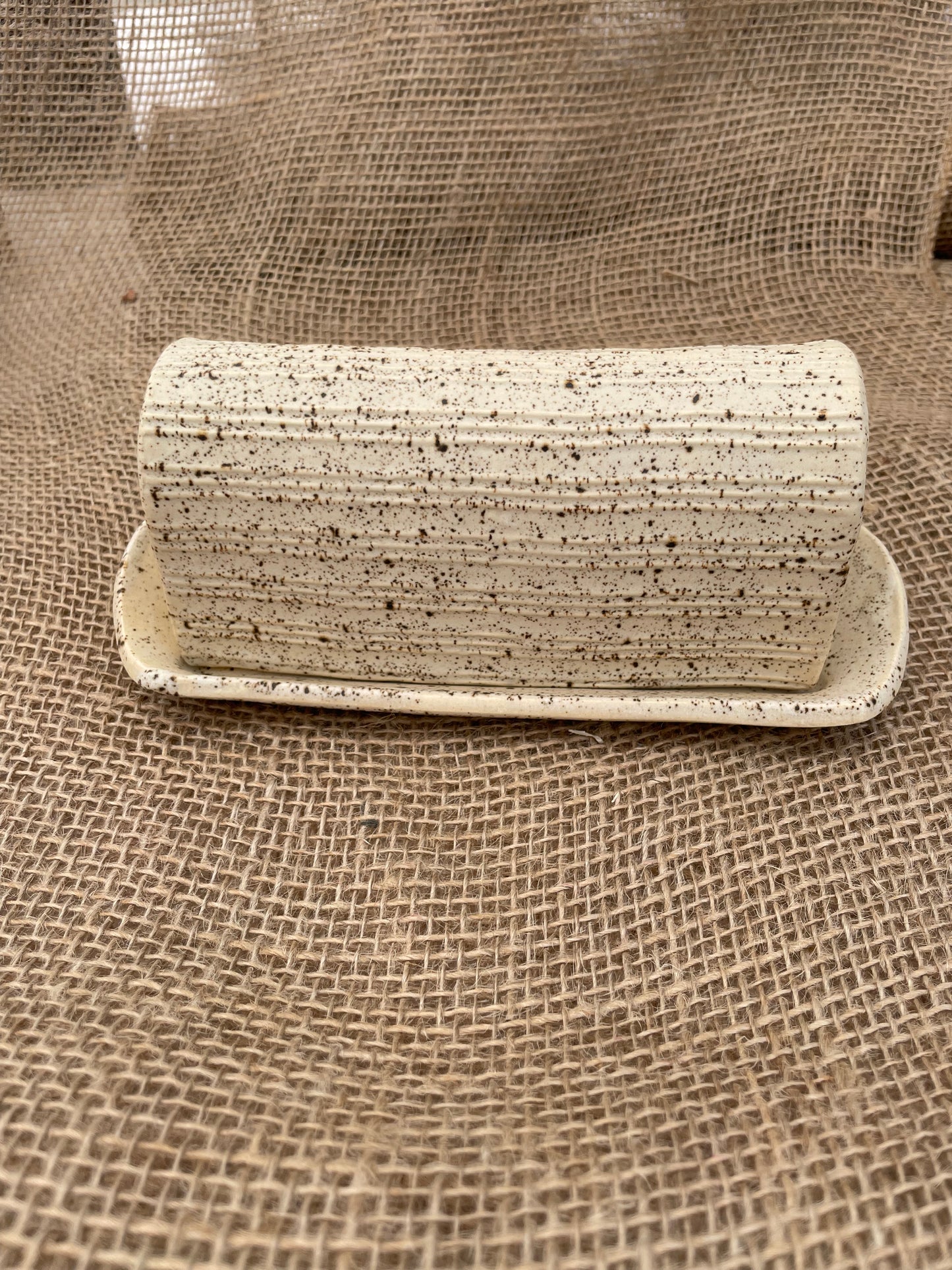 Winter Woods Textured Ceramic Covered Butter Dish